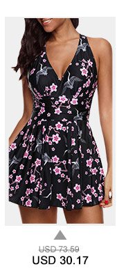 Floral Print Strappy Back Swimdress and Shorts