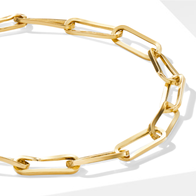 Hollow Paperclip Bracelet 10K Yellow Gold 7.5''