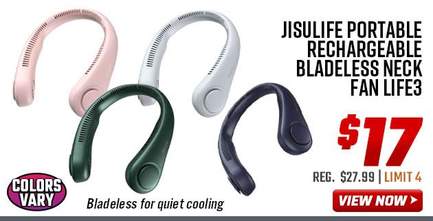 JisuLife Portable Rechargeable Bladeless Neck Fan Life3