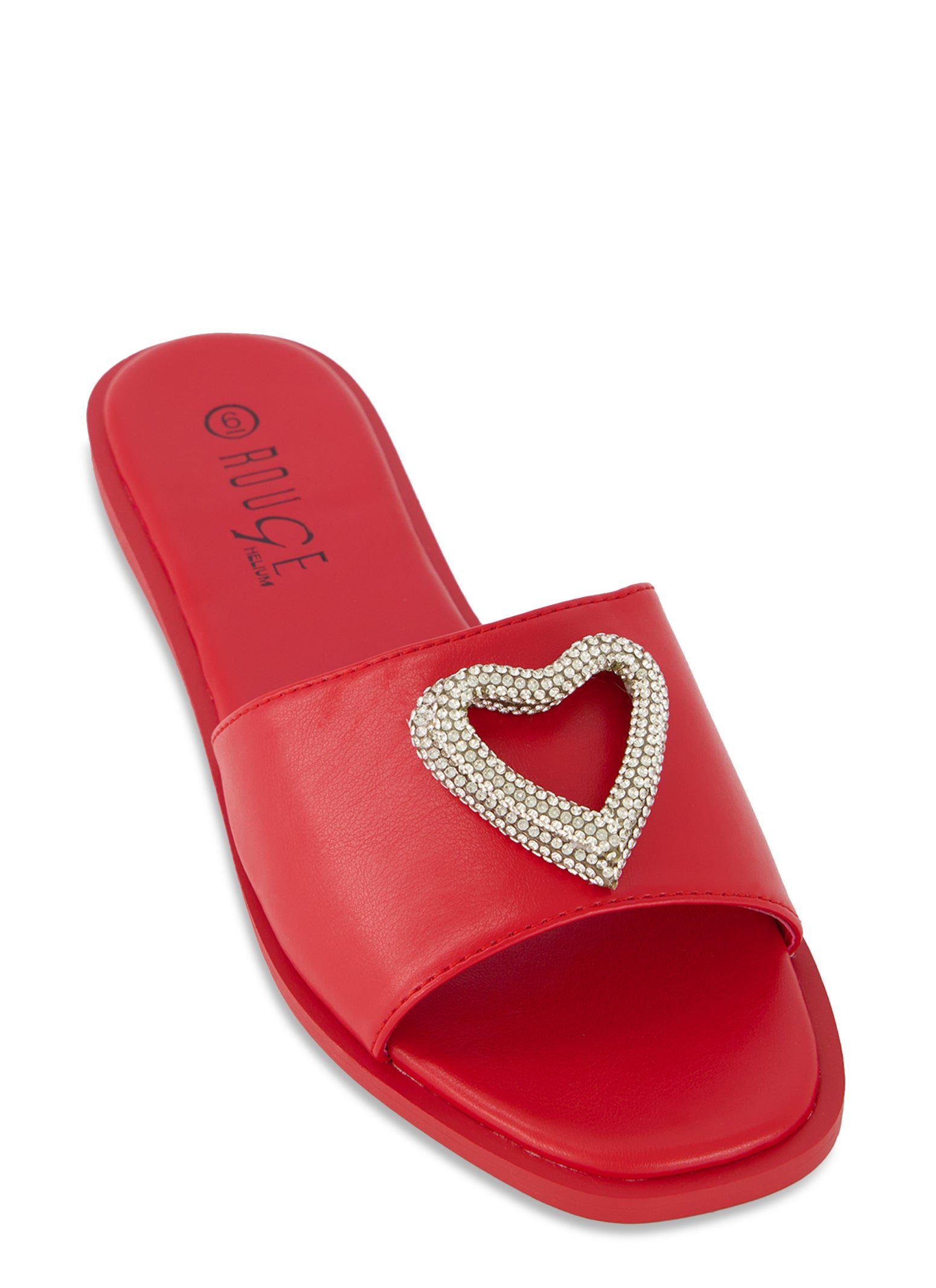 Heart Rhinestone Pendant Slide Sandals