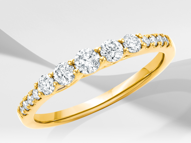 Diamond Anniversary Ring 1/2 ct tw Round-cut 10K Yellow Gold