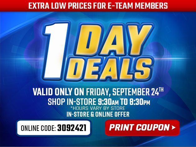 One Day Deals - Friday, September 24, 2021
