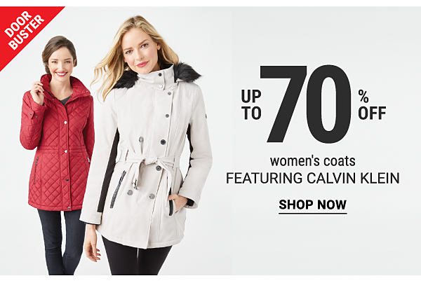 Doorbuster - Up to 70% off women's coats featuring Valvin Klein. Shop Now.