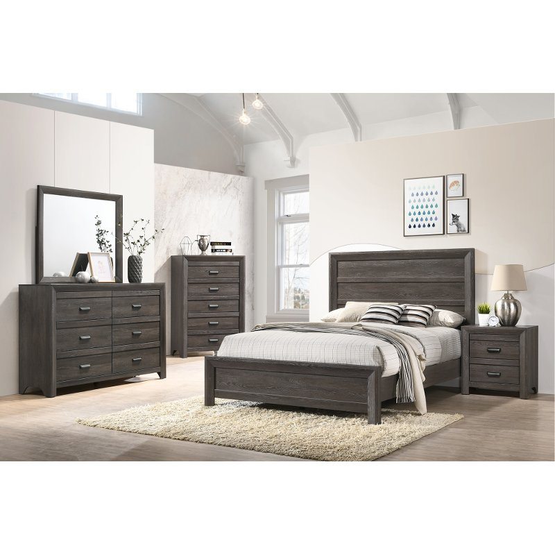 Clearance Charcoal Gray 4 Piece Queen Bedroom Set - Adelaide