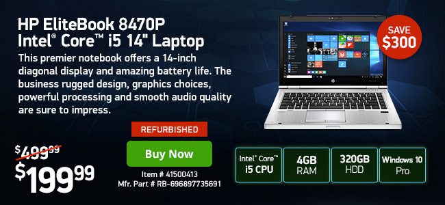 HP EliteBook 8470P i5 4G 320GB 14" w/ 1yr Warranty | 41500413 | Shop Now