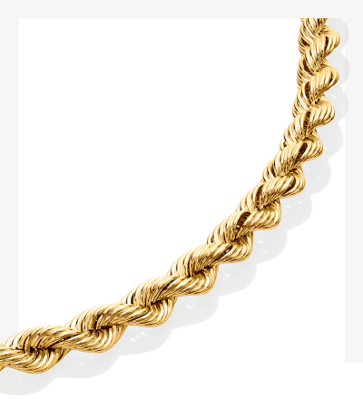 Solid Rope Chain Necklace 5.7mm 14K Yellow Gold 20''