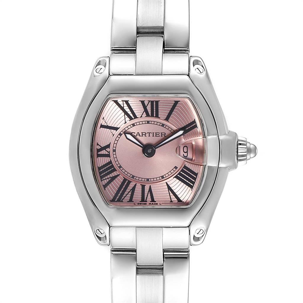 Image of Cartier Roadster Pink Dial Small Model Steel Ladies Watch W62017V3