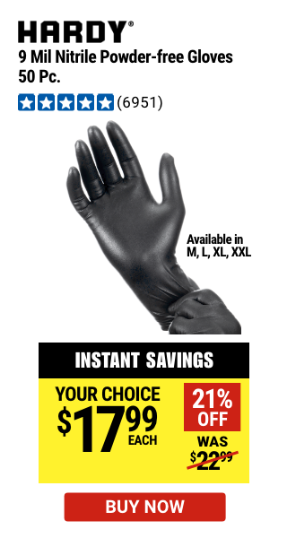 Hardy: 9 Mil Nitrile Power-free Gloves 50 Pc.