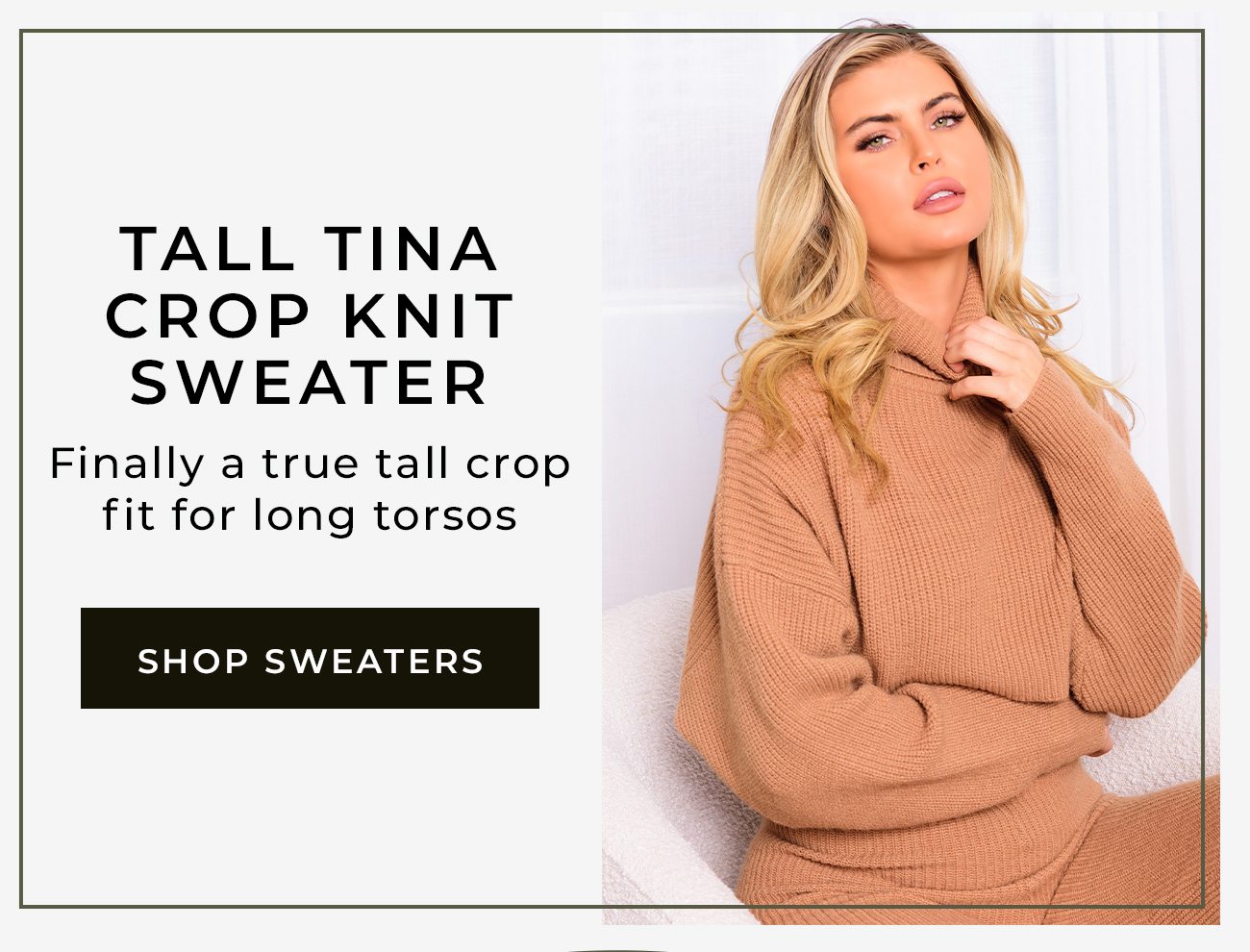Tall Tina Crop Knit Sweater - Finally a true tall crop fit for long torsos