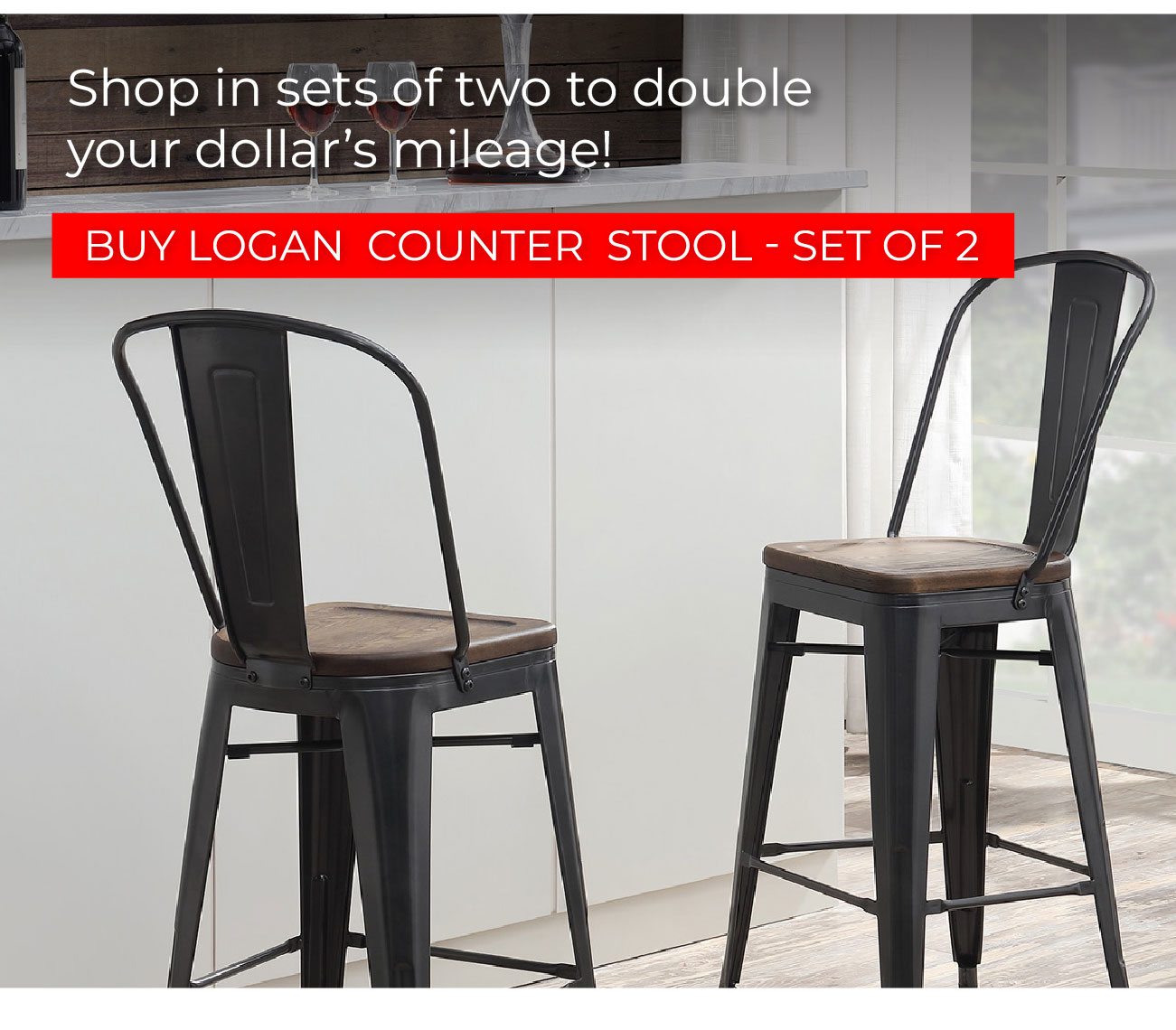 Logan 26 in. Counter Height Stool - Set of 2