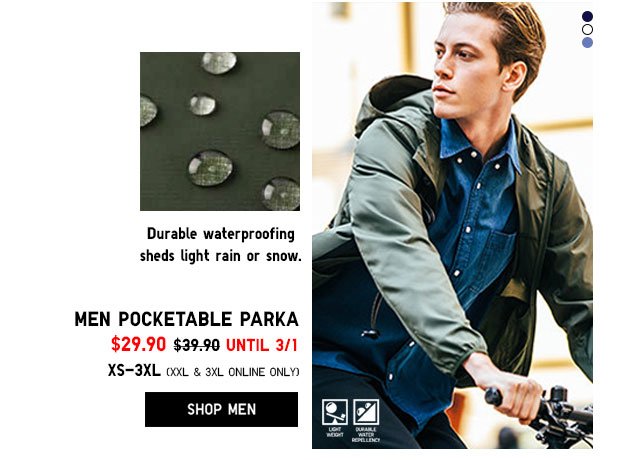 WOMEN POCKETABLE PARKA - NOW $29.90 - SHOP NOW