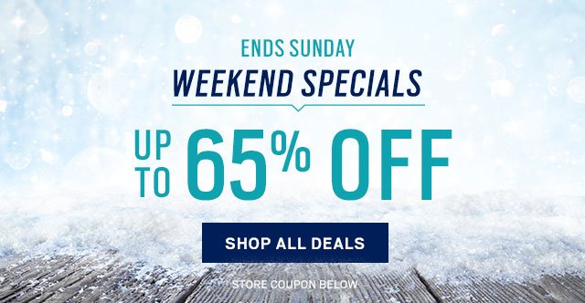 ENDS SUNDAY | WEEKEND SPECIALS UP TO 65% OFF + $149.99 Designer Sport Coats + $179.99 JOE by Joseph Abboud Suits + Extra 30% Off - 60% Off Clearance + $59.99 Wool Dress Pants + $39.99 All Dress Shirts and More - Shop Now