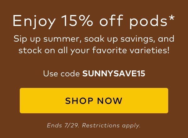 15% OFF PODS