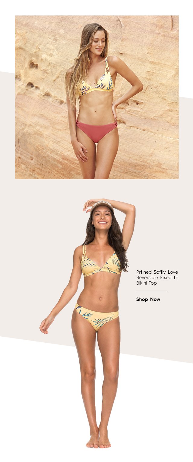 Product 2 - Printed Softly Love Reversible Fixed Tri Bikini Top