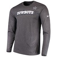 Men's Dallas Cowboys Nike Heathered Charcoal Sideline Seismic Legend Long Sleeve T-Shirt