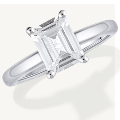 Lab-Grown Diamonds by KAY Emerald-Cut Solitaire Engagement Ring 2 ct tw 14K White Gold (F/SI2)