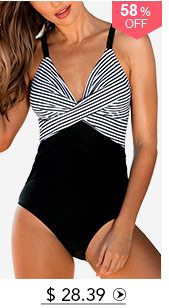 Spaghetti Strap Striped One Piece Swimwear