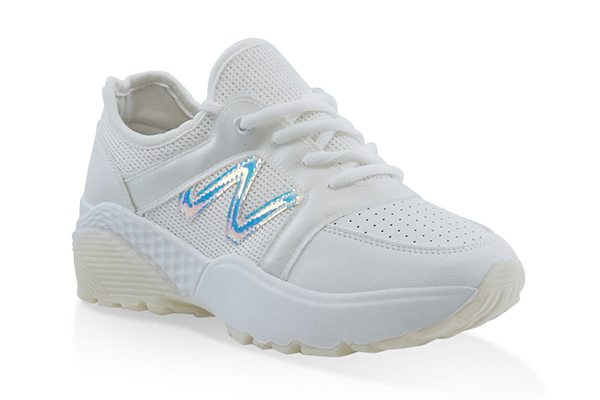 White Sole Lace Up Athletic Sneakers