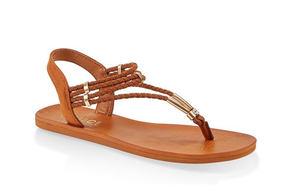 Braided Band Thong Slingback Sandals