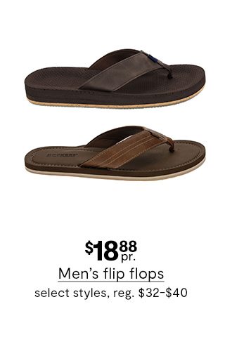 $18.88 pair Men's flip flops, select styles, regular price $32 to $40