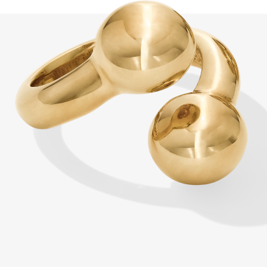 Hollow Deconstructed Bypass Ring 14K Yellow Gold Size 7