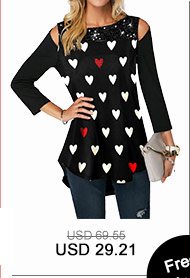 Heart Print Sequin Embellished Cold Shoulder T Shirt