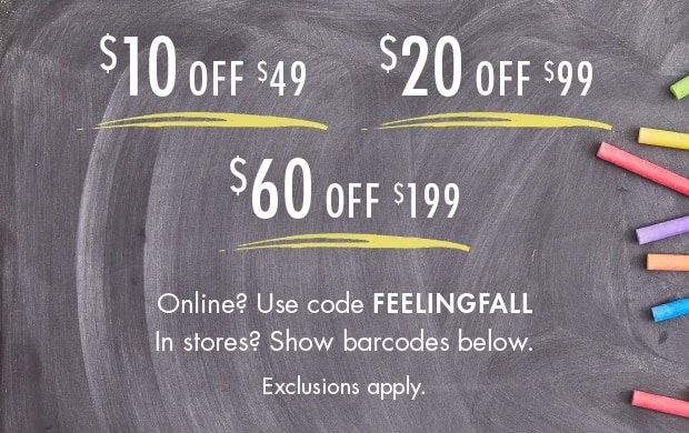 $10 OFF $49 | $20 OFF $99 | $60 OFF $199