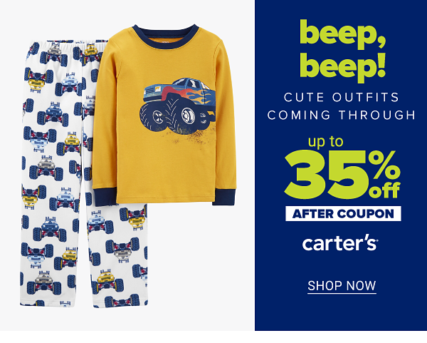 Beep, beep! Cute outfits coming through - Up to 35% off Carter's after coupon. Shop Now.