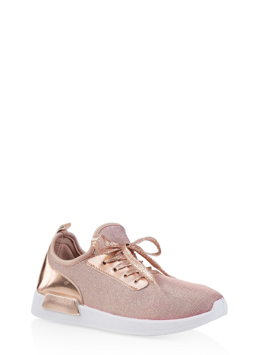 Shimmer Knit Lace Up Sneakers