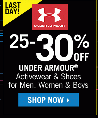 Last Day! Shop 25-30% Off Under Armour Activewear & Shoes