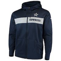 Men's Dallas Cowboys Nike Navy Team Sideline Full-Zip Performance Hoodie