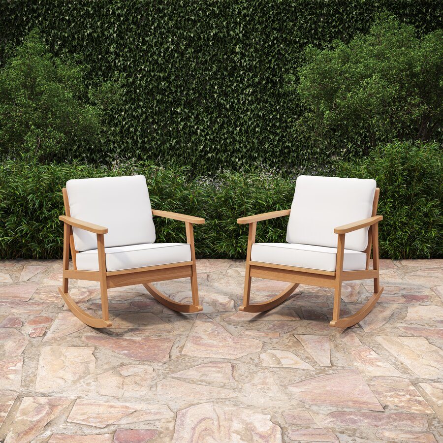 Outdoor Herefordshire Rocking Solid Wood Chair with Cushions