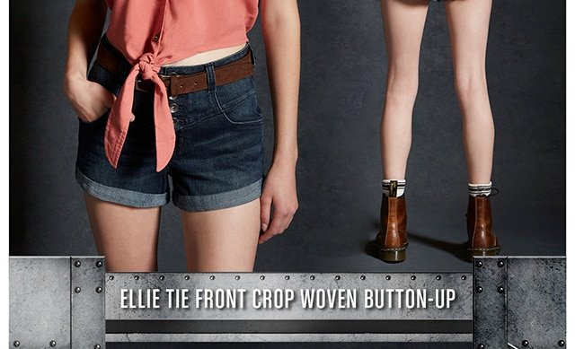 Ellie Tie Front Crop Button-Up