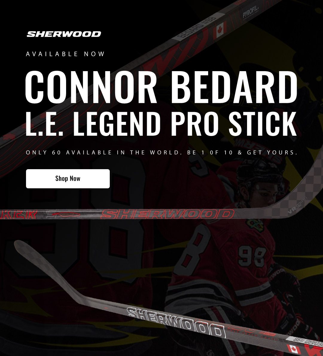 Sherwood REKKER Legend Pro Senior Hockey Stick - Connor Bedard Team Canada