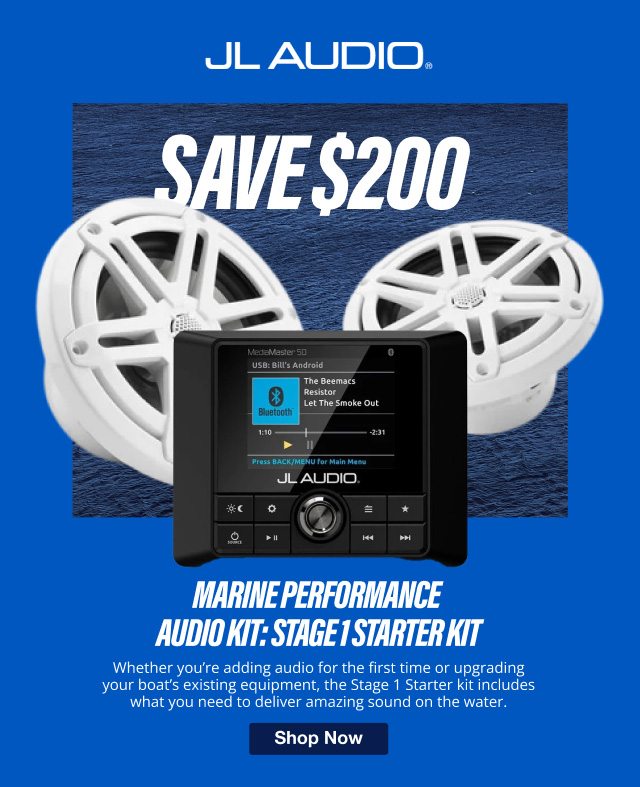 SAVE $200 - JL Audio Marine Performance Audio Kit: Stage 1 Starter Kit - Shop Now