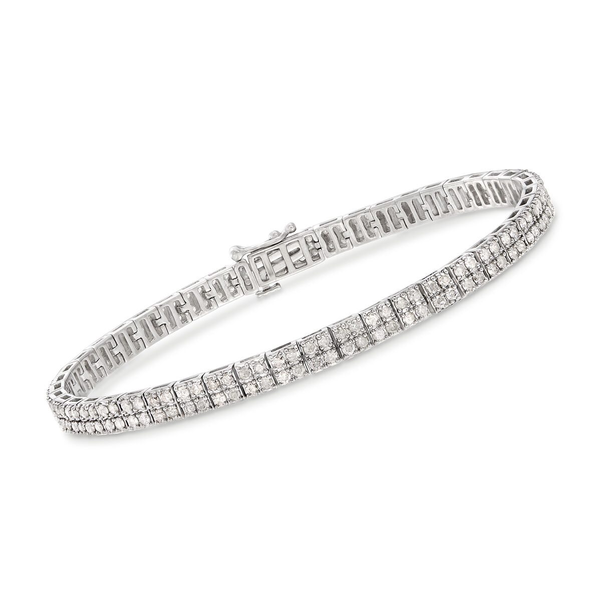 3.00 ct. t.w. Diamond Double-Row Bracelet in Sterling Silver. 7"