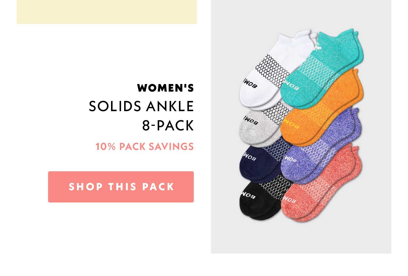 Women's Solid Ankle 8 - Pack | 10% Pack Savings | Shop this Pack