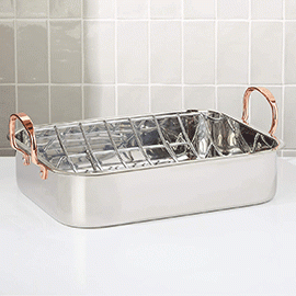 Stainless Steel 16" Roasting Pan with Copper Handles