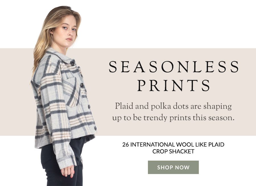 26 International Wool Like Plaid Crop Shacket 