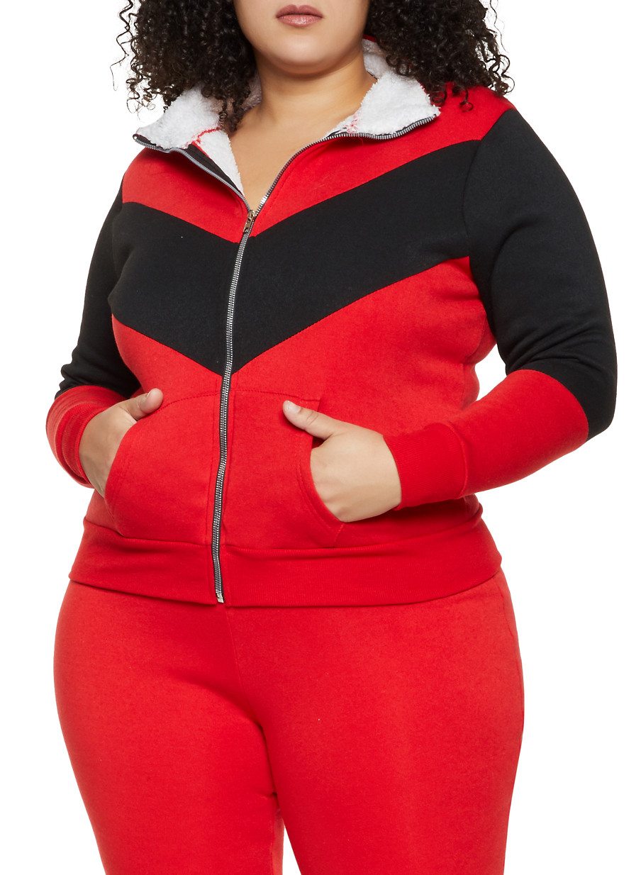 Plus Size Sherpa Lined Sweatshirt