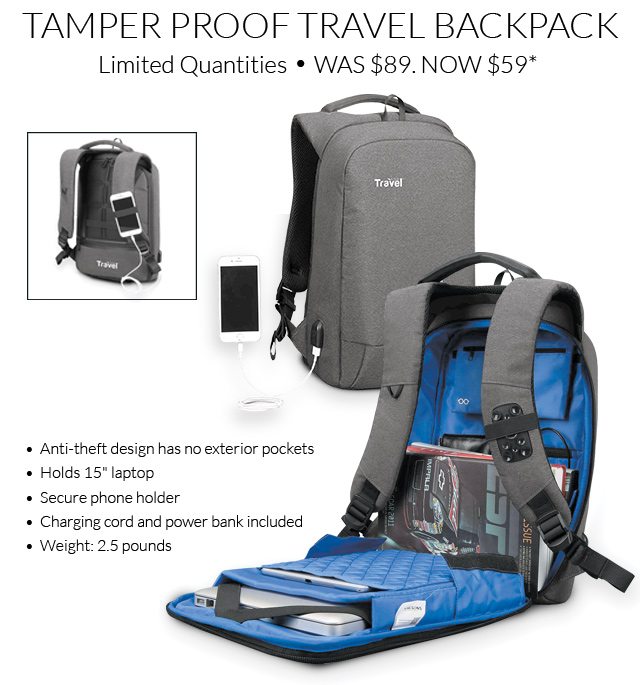 tamper proof backpack