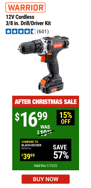 Warrior: 12V Cordless 3/8 in. Drill/Driver Kit