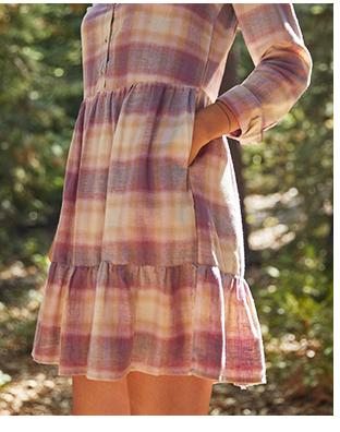 Pockets on the Re-Form Tiered Dress in Dawn Color