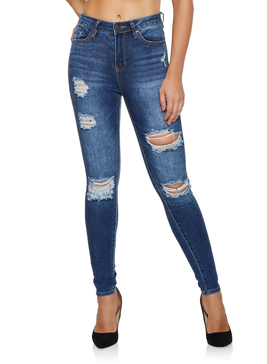 Almost Famous Distressed Whisker Wash Jeans