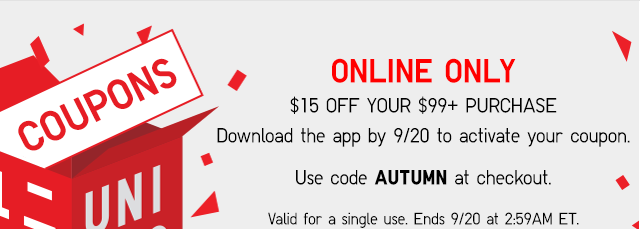 ONLINE ONLY $15 OFF YOUR $99+ PURCHASE - USE CODE FALL AT CHECKOUT