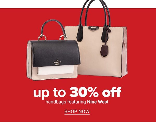 Up to 30% off handbags feat. Nine West - Shop Now