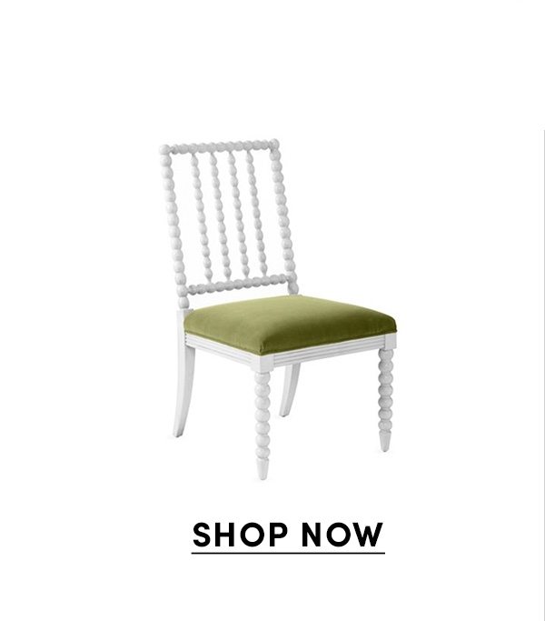 Barton Spindle Side Chair, Ivory/Moss Velvet