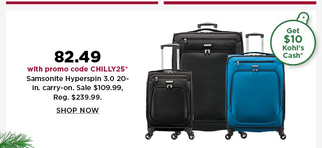 82.49 samsonite hyperspin 3.0 20 inch carry on luggage with promo code CHILLY25. Shop Now.