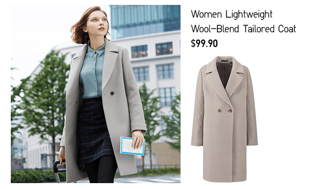 WOMEN LIGHTWEIGHT WOOL-BLEND TAILORED COAT $99.90