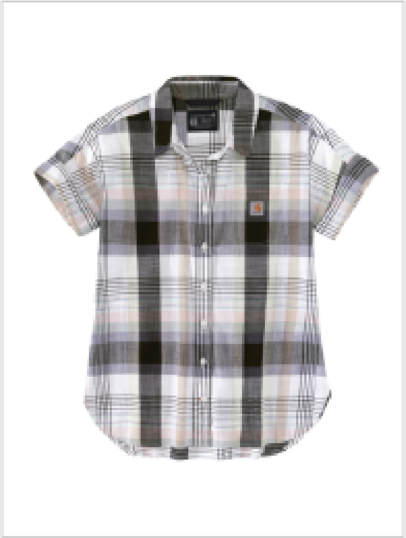 WOMEN'S TWILL SHORT SLEEVE PLAID SHIRT